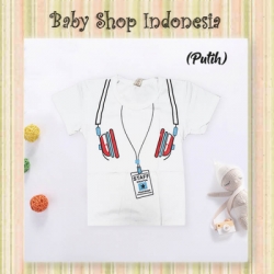 large LK165 Tshirt Bayi Cowok Kaos Anak Murah Tshirt Anak Adem Gambar Headset Putih